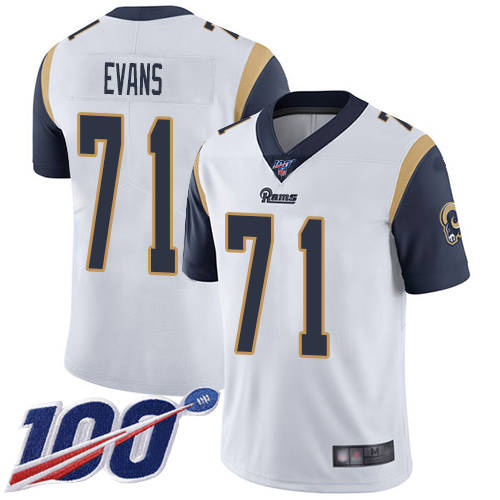 Los Angeles Rams Limited White Men Bobby Evans Road Jersey NFL Football 71 100th Season Vapor Untouchable